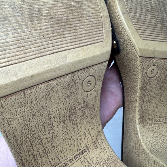 Steve Madden Black Leather Padded Square Toe Platform Slide Sandals Size 8 - Picture 10 of 12